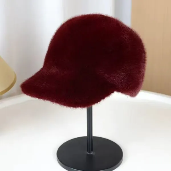 Women's Faux Fur Baseball Cap photo-2