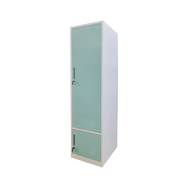 Single Doors Green and White Steel Clothes Locker Customized Metal Storage Cabinet With Mirror photo-3