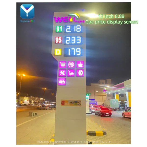 Truck Stop Highway Rise Pole Tower Mast LED Fuel Gas Price Display Screen Cabinet System