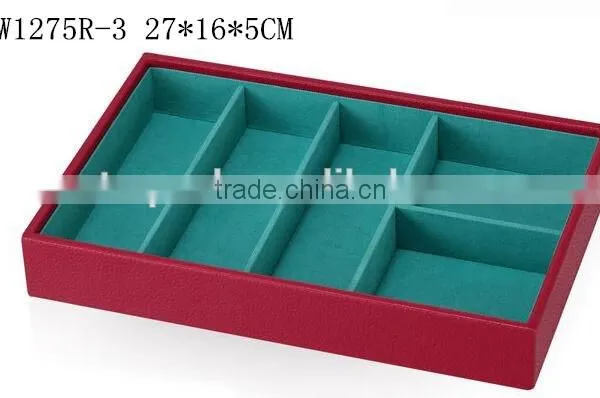 W1275R-3 Wholesale Stackable Jewelry Display Tray Leather Jewelry Trays