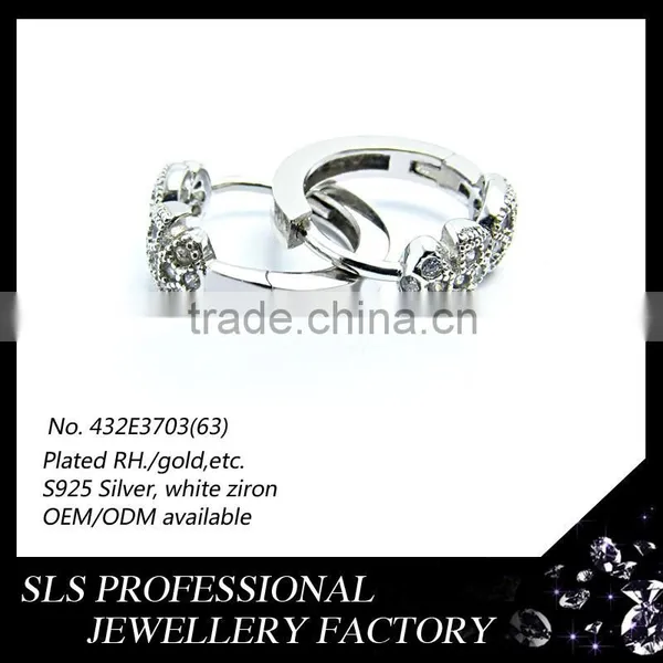 2015 Fashion Double Love Fish Kiss Christmas Sterling 925 Silver Rhodium Plated Huggie Earrings for Women photo-4