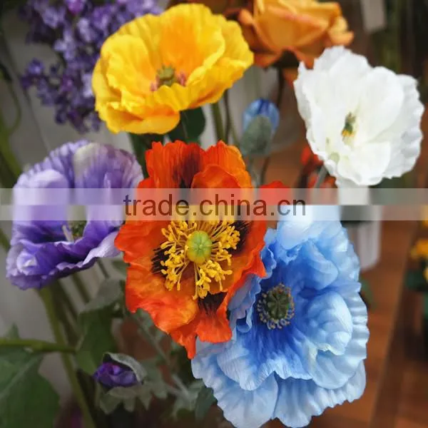 Cheap Various Color Decorative Artificial Poppy Flower Wholesale
