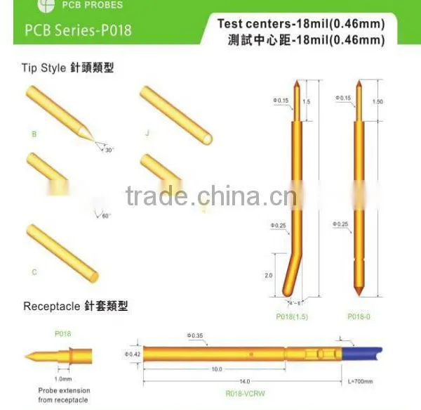 P048/PH048/P030/P035/PH035 0.68mm Thimble 4 Claw Type Spring Loaded Pogo Probe Testing Pins photo-3