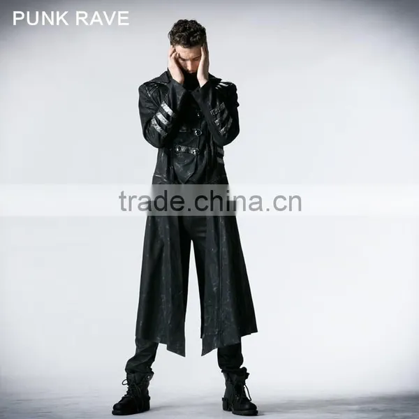 Y-364 Top Sale Stylish Black Men Gothic Long Winter Coat photo-3