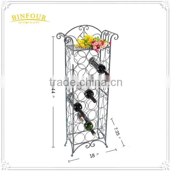 Wrought Iron Tall Metal Wine Rack Metal Wall Mounted Wine Rack photo-2
