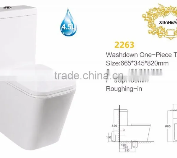 New Design Popular Square Toilet Washdown One Piece Square Toilet Toilet Bowl photo-2