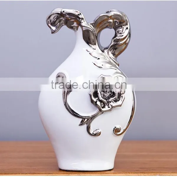 Fine Jingdezhen Porcelain Ceramic White Silver European Vase for Wholsale photo-2