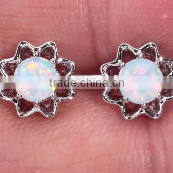 Wholesale Sterling Silver Orange Opal Cheap Chinese Stud Earring photo-2