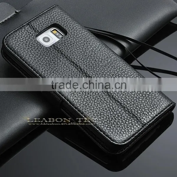 New Phone Accessories Magnetic Genuine Real Leather Wallet Stand Case For Samsung Galaxy S6 Edge photo-3