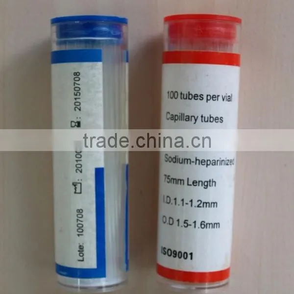 Factory Direct HDA Red Glass Capillary Tube With Sodium Heparine