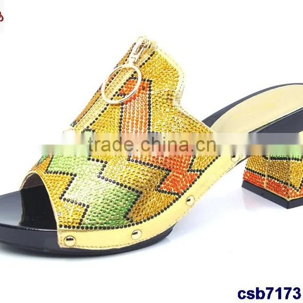 CSB7173 Orange -blue-gold-green-red New Coming Italian Design High Quality Hot Selling Lady Sandals With Stone on Factory Costy photo-3