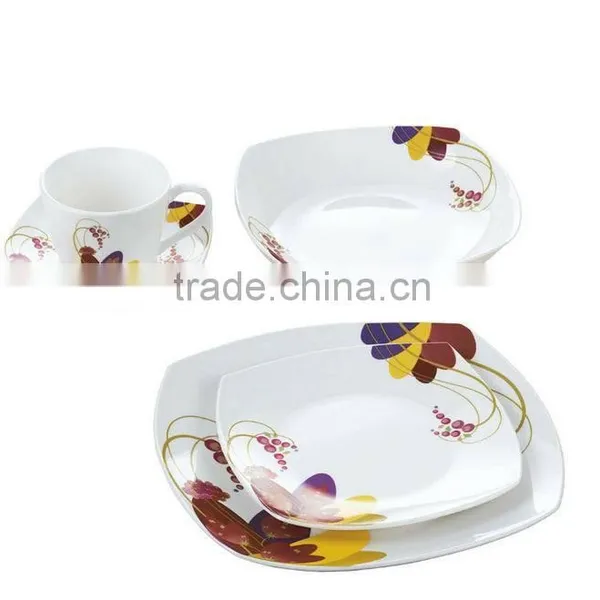 20pcs Ceramic Square Dinner Set, Porcelain Black Square Plate Set photo-6