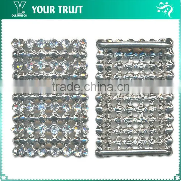4MM Clear Cystal Drop Rhinestone Frame Rhodium Metal Belt Buckle photo-2