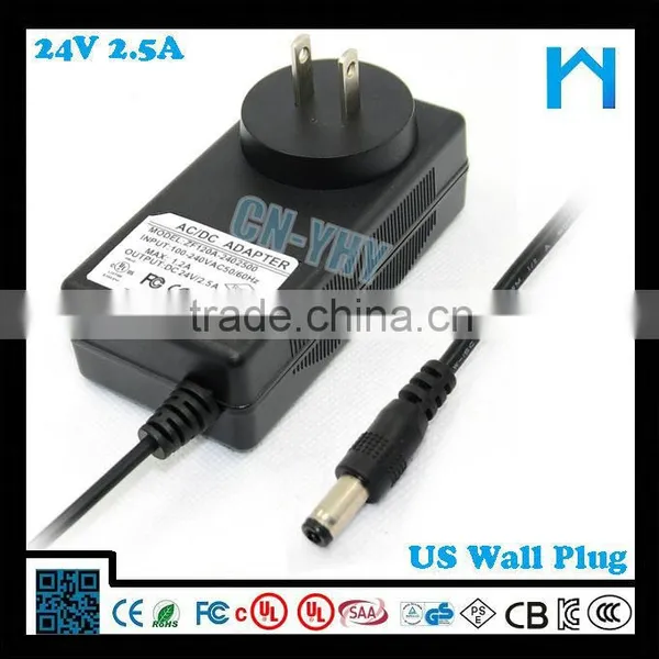 ac 110 240v 50 60hz 24v 2.5a 60w ac dc Wall Mounted Power Adaptor photo-2
