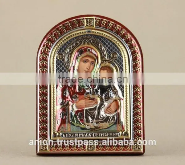 Greek & Russian Orthodox Wooden Icon. Mother God. Hodegetria photo-3