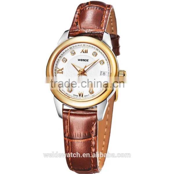 WEIDE 2014 Japan Movt Gold Brand Wholesale Fashion Watch Lady Watch Leather photo-2