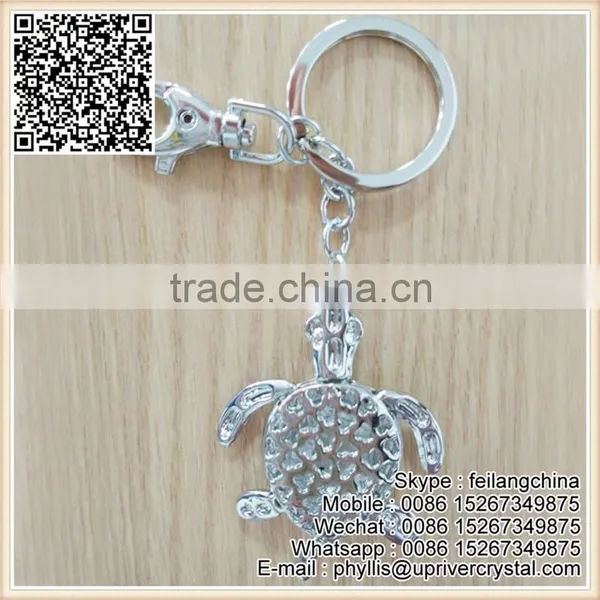 Factory Promotion Top Quality Blue Tortoise Keychain Crystal Diamond Key Ring photo-4