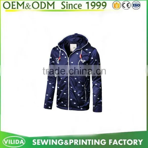 100% Polyester WaterProof Men Jacket Wholesale Printing Running Outer Sports Jacket in Guangzhou Factory photo-2
