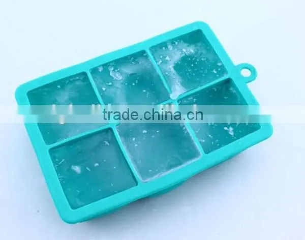 Large Cube 6 Cavities Square Shaped Silicone Ice Cube Tray photo-2