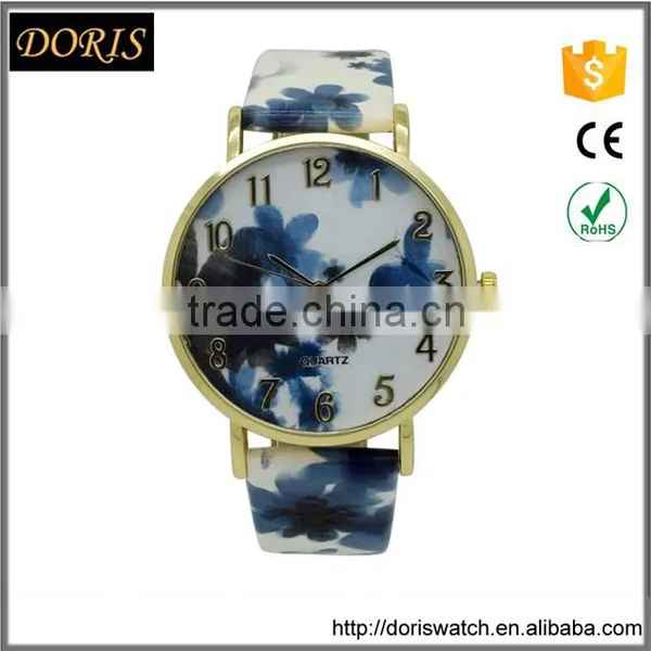 Stylish Pattern Painting Leather Strap Watches Color Wrist Watch Women Quartz Watch photo-2