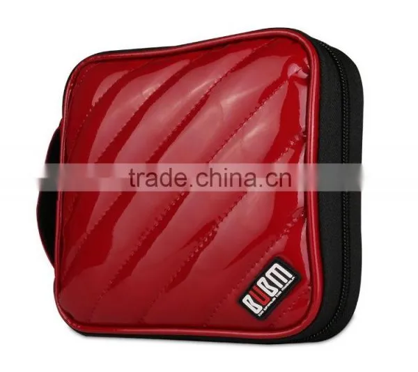Hot Sale BUBM PU Leather Red Zipper Hand Bag CD Box,CD DVD Case photo-3