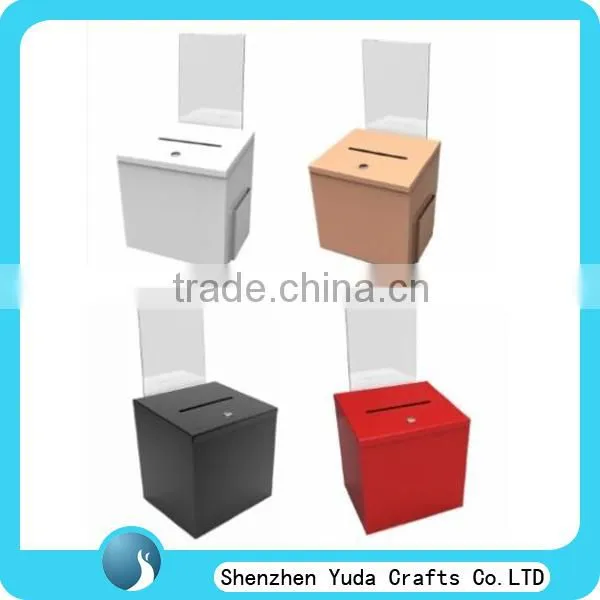 Elegant Red Acrylic Ballot Box Acrylic Donation Box Acrylic Voting Box With Brochure Holder photo-2