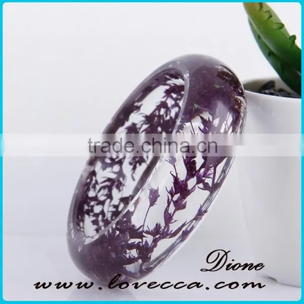 Elegant Jewelry Women Wholesale Glass Stone Bangles With Dried Flower Bracelets photo-3
