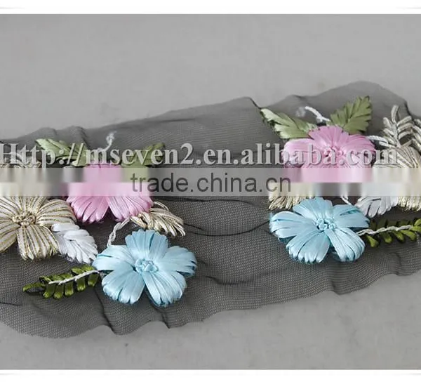 New Selling Trendy Style Fashion Colorful Satin Ribbon Crochet Flower Applique photo-5