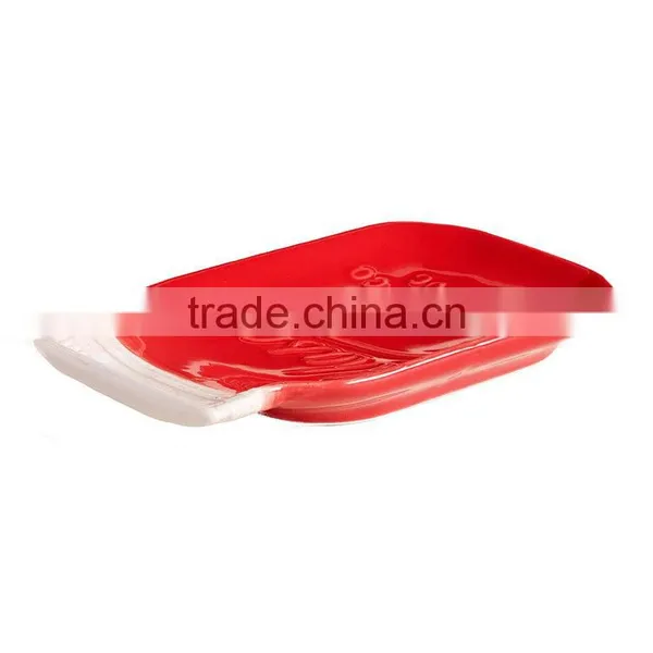 Red Ceramic Mason Jar Spoon Rest