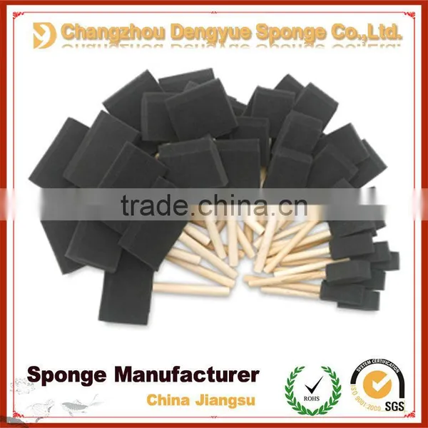 Plastic Wooden Handle Poly-brush Oil Painting Drawing Tools Artwork Stain Foam Roller Brush photo-5