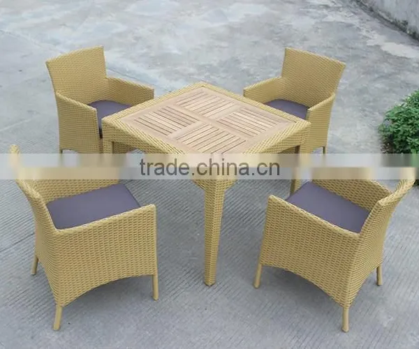 PE Rattan Furniture Dining Set Teakwood Table photo-3