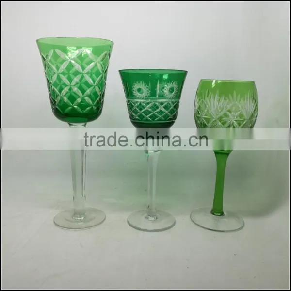 6 oz -12 oz Green Series Hand Cut Home Daily Used Wine Glass With Polished Blue Stem photo-5