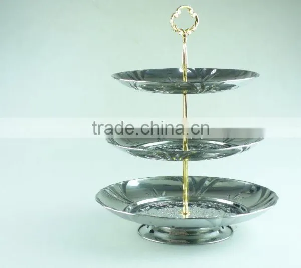 Stainless Steel Metal Flower Plate Salver Metal Decoration With 3 Layer photo-2