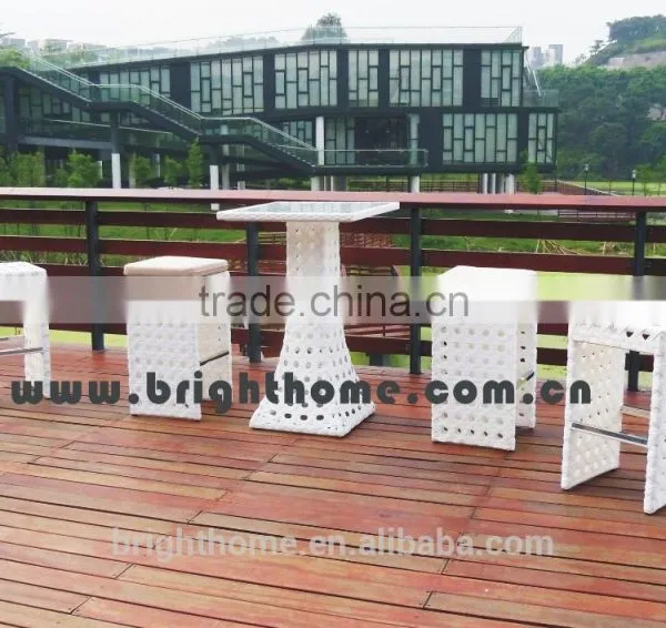 Ndoor Outdoor Wicker Bar Stools 5pcs Rattan Bar Table and Chairs Set photo-2