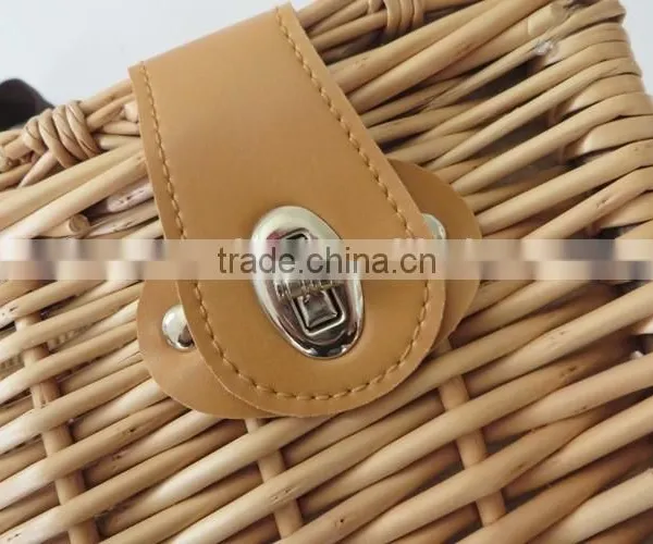 Wicker Material 2 Persons Picnic Basket With Wine Holder photo-4