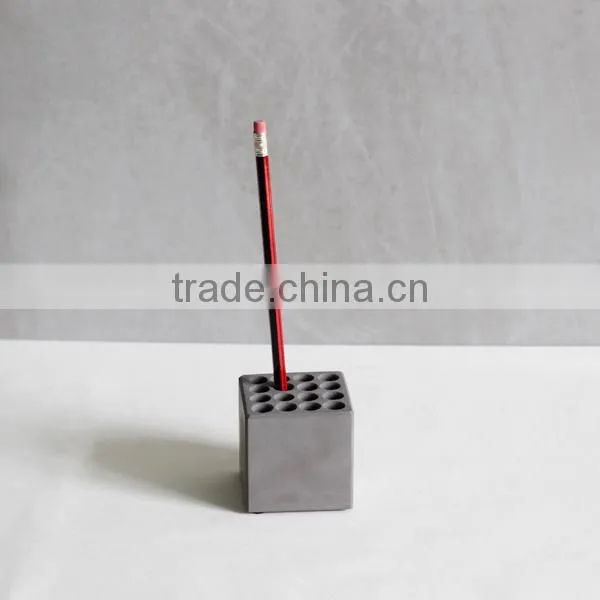 Office Organizer Concrete Pencil Cup Cement Hole Pen Holder photo-2