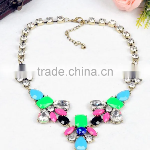Simple Women Multicolor Resin Chain Link Necklace photo-3