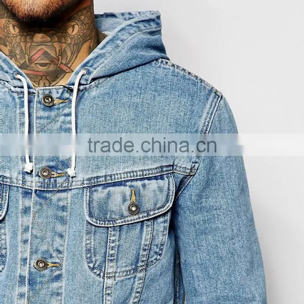 Fashion Denim Jacket With Hooded Anorak Jacket With Pocket Great Quality photo-3