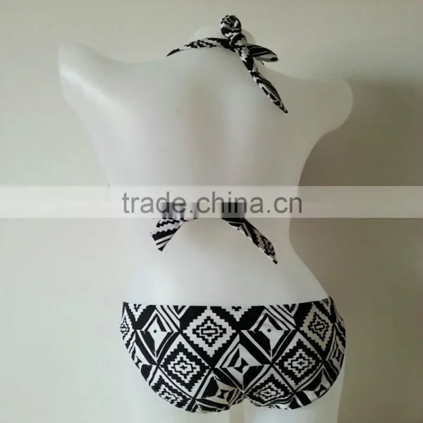 Fahion Hi-quality Sex Black&white Print Swim Bra&bottom photo-4