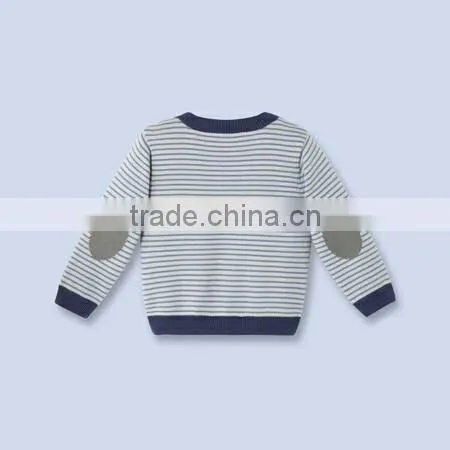 Crew Neck Buttoned Shoulder Boys Children Elbow Patches Sweater photo-2