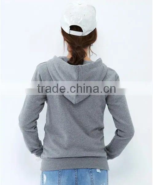 Female Section Hemp Grey Cultivate One's Morality Version Hooded Cardigan Fleece Jacket photo-2