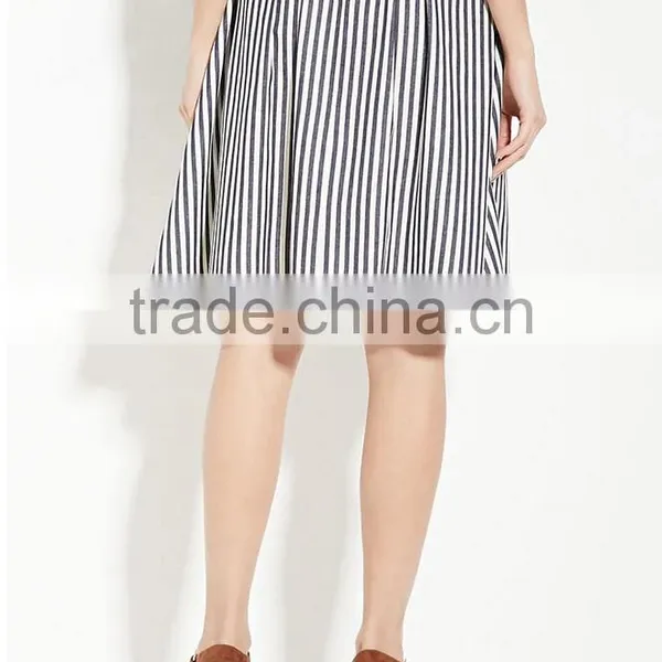 Hot Selling Pleated Waist Contemporary Stripe Lady Skirt Women a Line Skirt 2016 photo-4