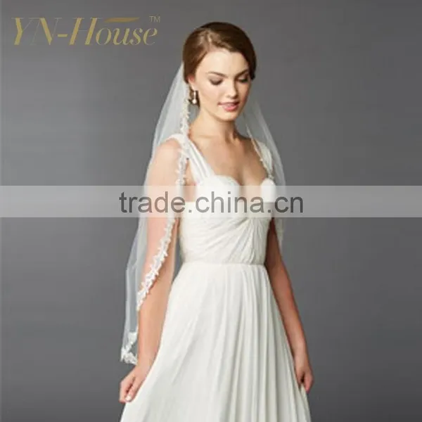 Beautiful Single Layer Fingertip Bridal Veil photo-2