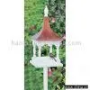 Sell Wooden Bird Feeder With Copper Finish Wood Roof & Metal Pole