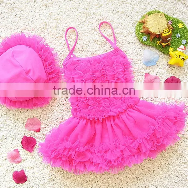 Wholesale Princess Pink Dress Style Swimsuit for Children Models photo-6
