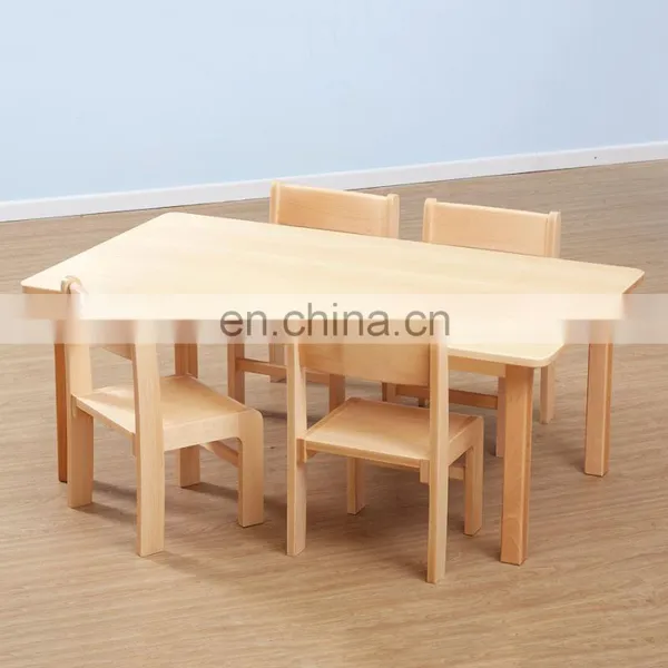 Classic Beech Rectangular Children Study Wooden Writing Table Chair photo-5