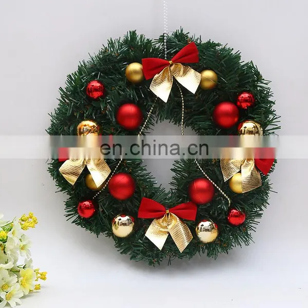 A039 Christmas Wreaths Berries Red Fruit Bow Knots Ornaments Window Arrangement Door Hanging Green Garland Christmas Gifts photo-3
