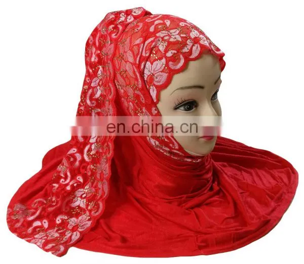 Women's Casual Party Wear Stole Hijab Scarf With Net Embroidery 2017 photo-2