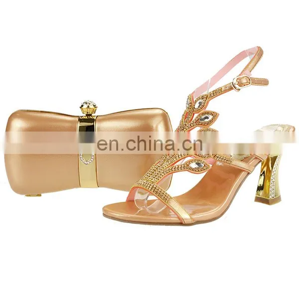 Italian Charming Ladies Shoes and Bags With Stones for Wedding and Party photo-3