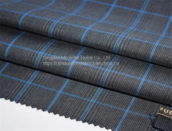 Fashion Modern Checked Worsted Wool Suiting Fabric photo-3